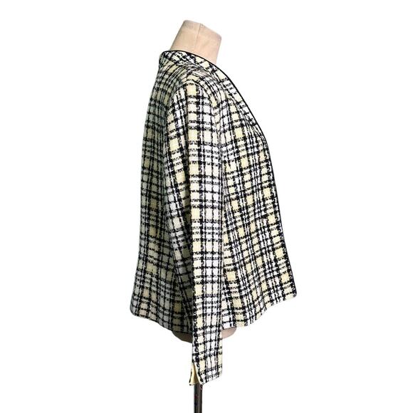 Jessica Howard yellow plaid long sleeves open front Blazer size 12P - Picture 4 of 10